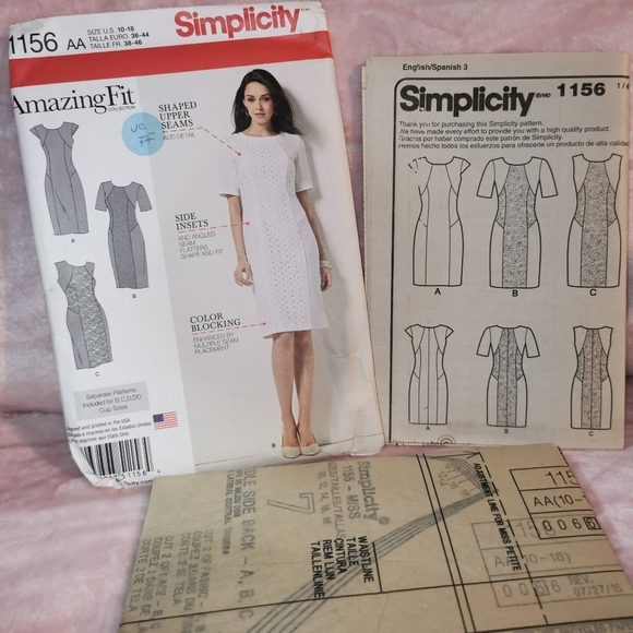 2 UC FF Simplicity Amazing Fit Dresses Sewing Patterns 8258 & 1156, size 10-18 - Picture 10 of 14